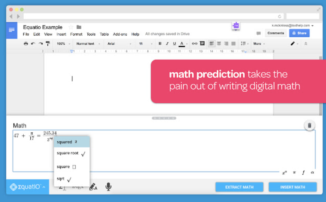 Equation Extension predicts handwriting