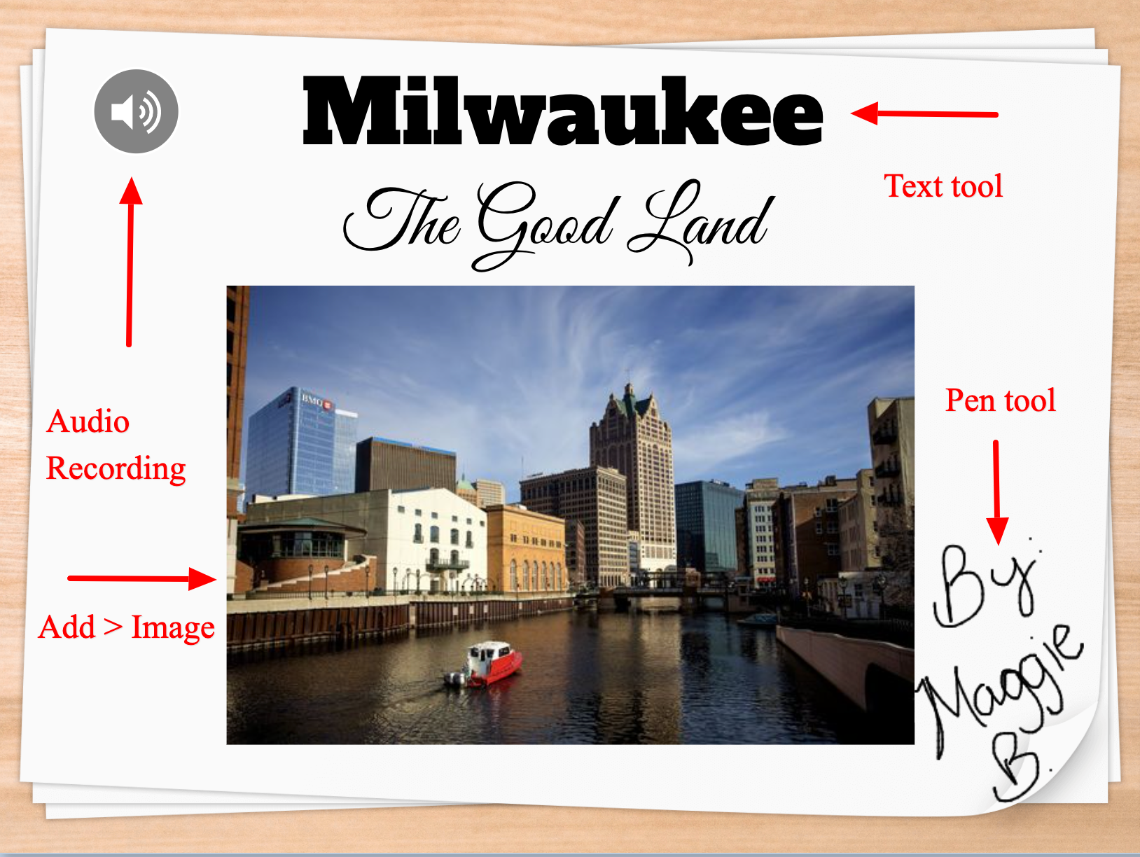 Examples of different tools to use in Book Creator